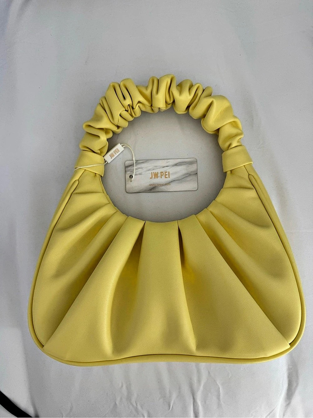 JW PEI Gabbi Ruched Hobo Handbag Ruched Shoulder Bag in Yellow Like New